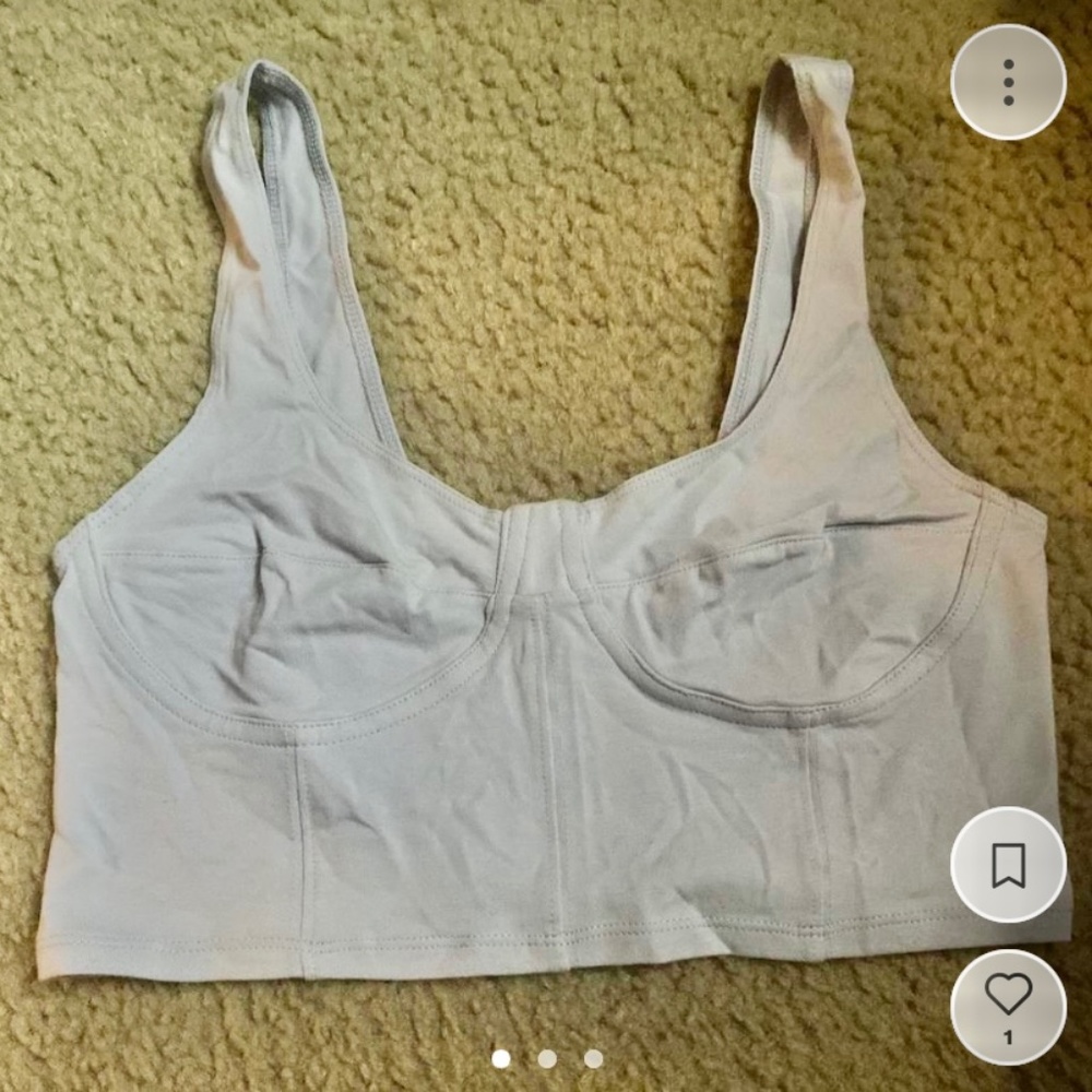 garage bluish-grey corset-style crop top